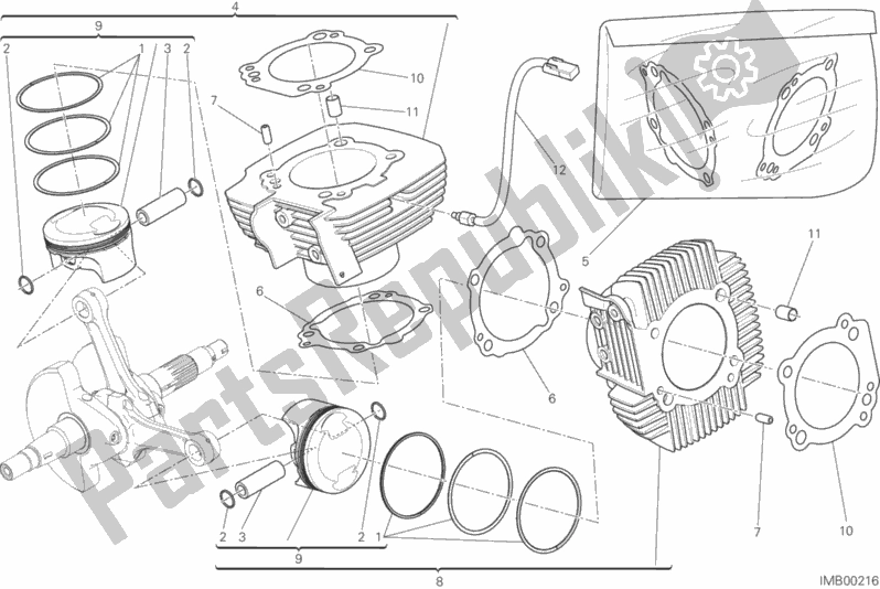 All parts for the Cylinders - Pistons of the Ducati Monster 797 Plus Thailand 2019